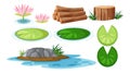 Water Lily Pads and Nature Elements Collection Royalty Free Stock Photo