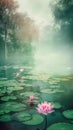 Water Lily Pond, Lake Flowers, Waterlily Vertical Painting, Water Lilies