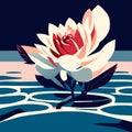 Water lily in the pond. Vector illustration in flat style. AI generated Royalty Free Stock Photo