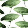 Water lily watercolor seamless pattern