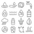 Water line icon set on white background Royalty Free Stock Photo
