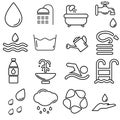 Water line icons set. Modern linear graphic design concepts, simple outline elements collection. Vector line icons Royalty Free Stock Photo