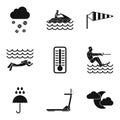 Water load icons set, simple style