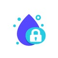 Water lock icon, drop and padlock vector