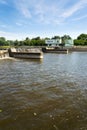 Water locks sailing chamber, sluice on weir in Troja, Prague