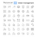 Water management linear icons set Royalty Free Stock Photo