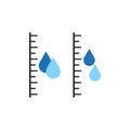 Water measuring scale. Liquid level indicator. Blue drop Vector symbol. Humidity science graphic. Royalty Free Stock Photo