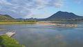 The water in the Mekong River flows slowly in the morning Royalty Free Stock Photo