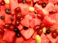 Water Melon and cherry, Colorful fruit mixed together
