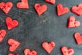 Water melon cut into heart shape. Space for text. Flat lay composition. love concept. Valentine`s Day Royalty Free Stock Photo