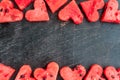 Water melon cut into heart shape. Space for text. Flat lay composition. love concept. Valentine`s Day Royalty Free Stock Photo