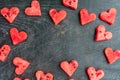 Water melon cut into heart shape. Space for text. Flat lay composition. love concept. Valentine`s Day Royalty Free Stock Photo