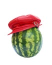 Water melon in hat Royalty Free Stock Photo