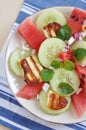 Water Melon Salad with halloumi cheese Royalty Free Stock Photo