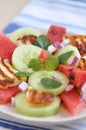 Water Melon Salad with halloumi cheese Royalty Free Stock Photo