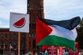 Water melon sign and palestinian flag on Free Palestine Demonstration in Berlin