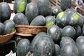 Water Melons, Fruit and Vegetable Stalls, Municipal Market, near Rue Heliodoro Salgado,Panaji, Goa, India Royalty Free Stock Photo