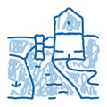 water mill doodle icon hand drawn illustration Royalty Free Stock Photo