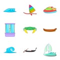 Water mirror icons set, cartoon style