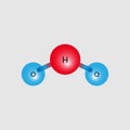 water molecule icon with one oxygen atom in the center and two hydrogen atoms connected on either side Royalty Free Stock Photo