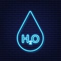 Water molecule neon sign. Structure of the water molecule H2O. Vector stock illustration Royalty Free Stock Photo