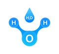 Water molecule. Structure of the water molecule H2O. Vector stock illustration. Royalty Free Stock Photo