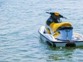 Water motorcycle in the blue sea on clear sunny day.