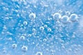 Water. Movement of air bubbles blue beautiful abstract underwater background Royalty Free Stock Photo