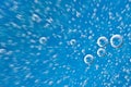 Water. Movement of air bubbles blue beautiful abstract underwater background Royalty Free Stock Photo