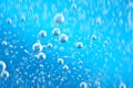 Water. Movement of air bubbles blue beautiful abstract underwater background Royalty Free Stock Photo