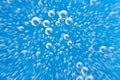 Water. Movement of air bubbles blue beautiful abstract underwater background Royalty Free Stock Photo