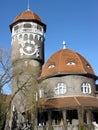 Water mud baths and water tower of Raushen in the spring. Svetlogorsk, Kaliningrad region Royalty Free Stock Photo