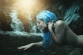 Water nymph and magical lights Royalty Free Stock Photo