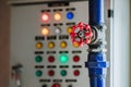 Water oil gas valve with pump control panel background Royalty Free Stock Photo