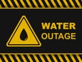 Water outage warning banner. Vector background.