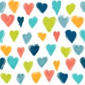 Water painted heart seamless pattern.