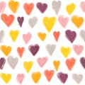 Water painted heart seamless pattern. Royalty Free Stock Photo