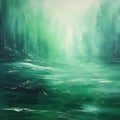 Green Romanticism Seascape Abstract Painting