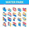 Water Park Attraction Isometric Icons Set Vector Royalty Free Stock Photo