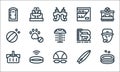 Water park line icons. linear set. quality vector line set such as pool, goggles, picnic basket, surfing board, wireless, ball,