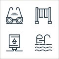 water park line icons. linear set. quality vector line set such as swimming pool, water heater, amusement park