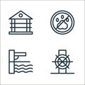 water park line icons. linear set. quality vector line set such as valve, springboard, no pets allowed Royalty Free Stock Photo