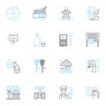 Water park linear icons set. Splash, Thrills, Slide, Waves, Aquatic, Fun, Adventure line vector and concept signs. Chill