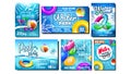 Water Park And Pool Party Promo Banners Set Vector Royalty Free Stock Photo