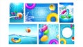 Water Park And Pool Party Promo Banners Set Vector