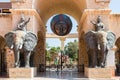 The water park with a secured front entrance protected by war elephants, Yasmine Hammame Royalty Free Stock Photo