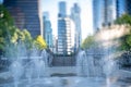 A water park and some stairs, taken using a tilt-shift lens. Royalty Free Stock Photo