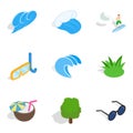 Water party icons set, isometric style