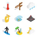 Water peace icons set, isometric style