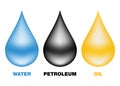 Water, petroleum and oil. realistic drop vector